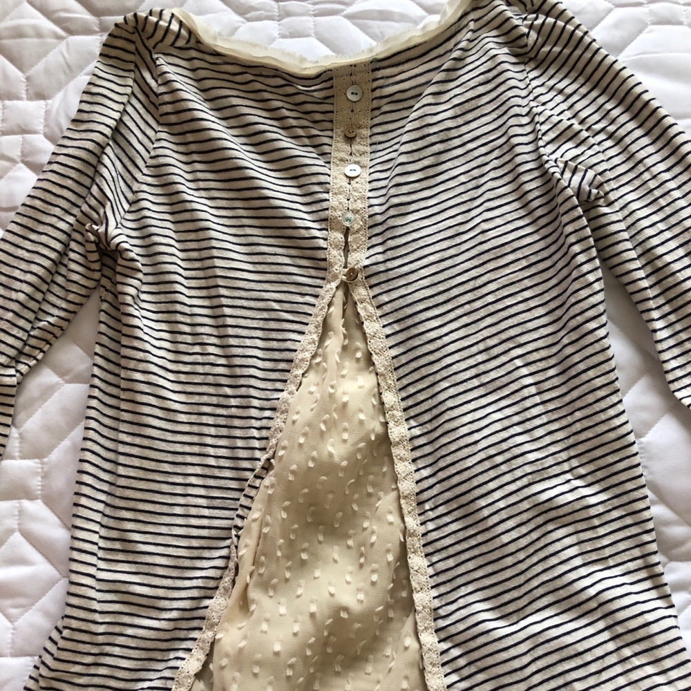 anthropologie striped button-back top